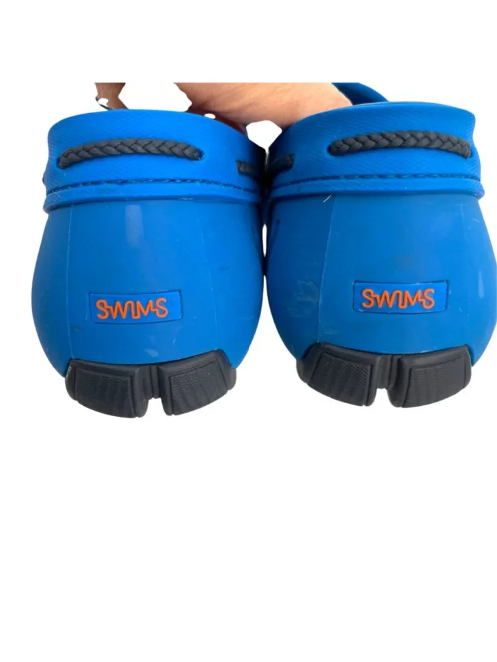 Swims Mens Braided Lace Blue Perforated Rubber Loafers Size 7 Water-Friendly